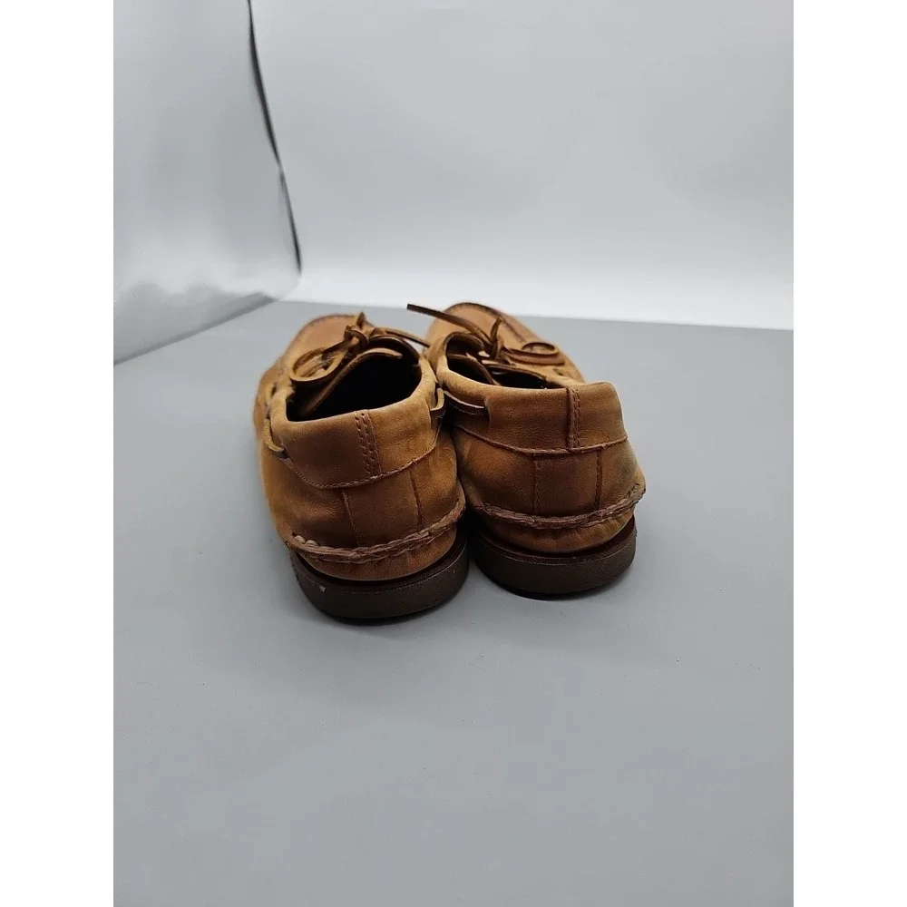 Sperry Top-Sider Mens Boat Shoes Brown Leather Round Toe Lace Up 14